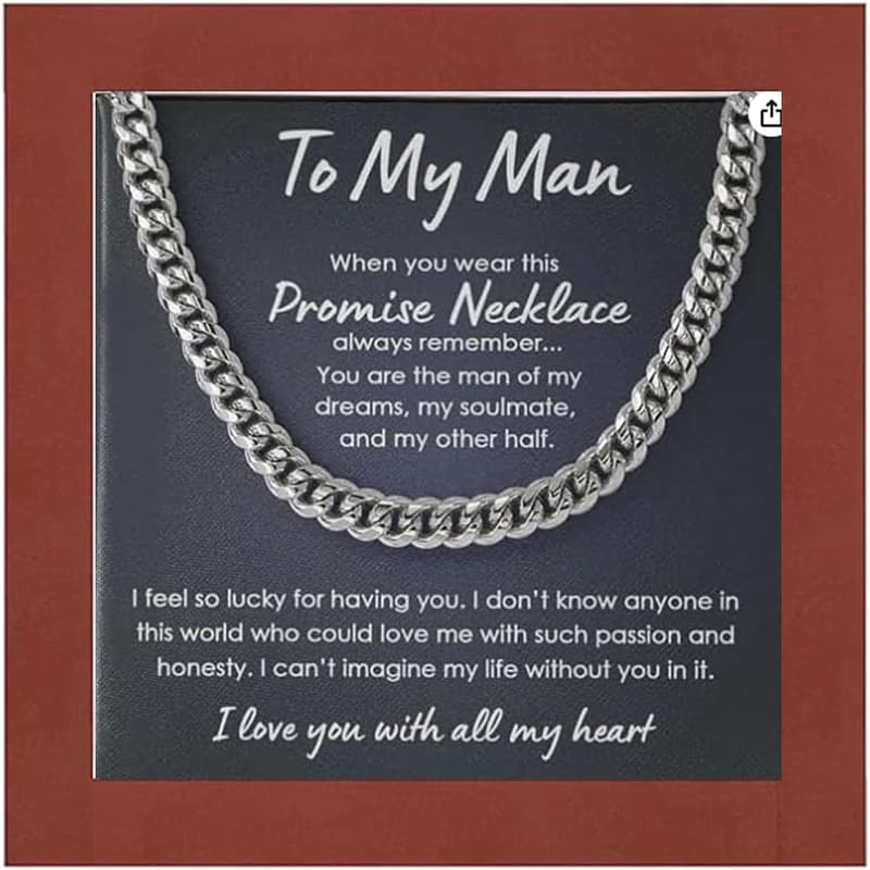 Valentine's Day Promise Necklace for Him - Cuban Link with Card
