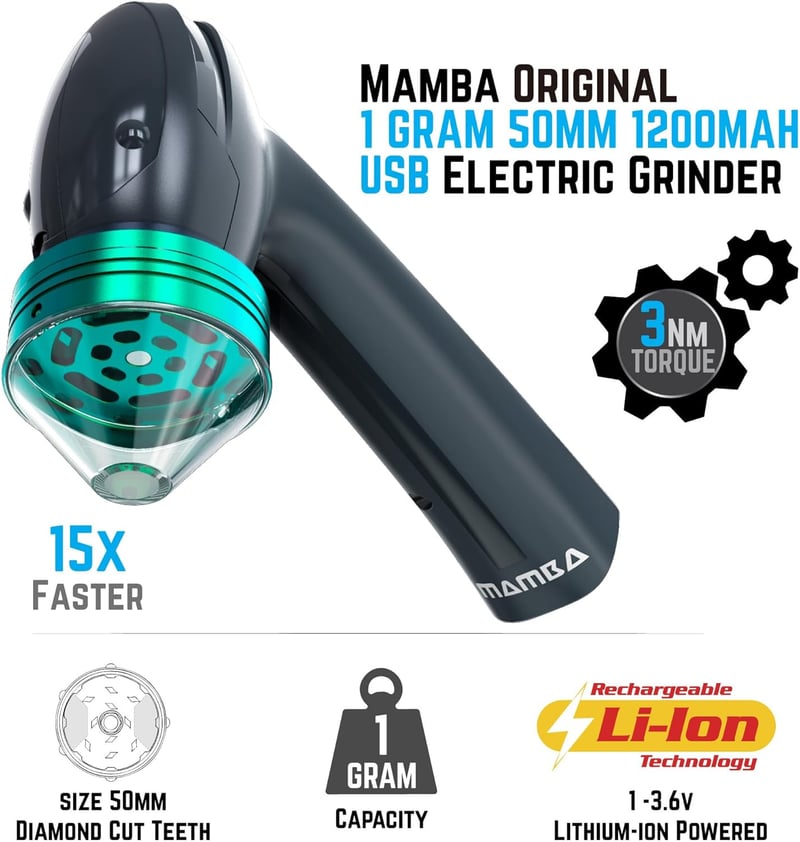 Portable Gray USB Electric Herb Grinder – 1g Metal Spice Mill