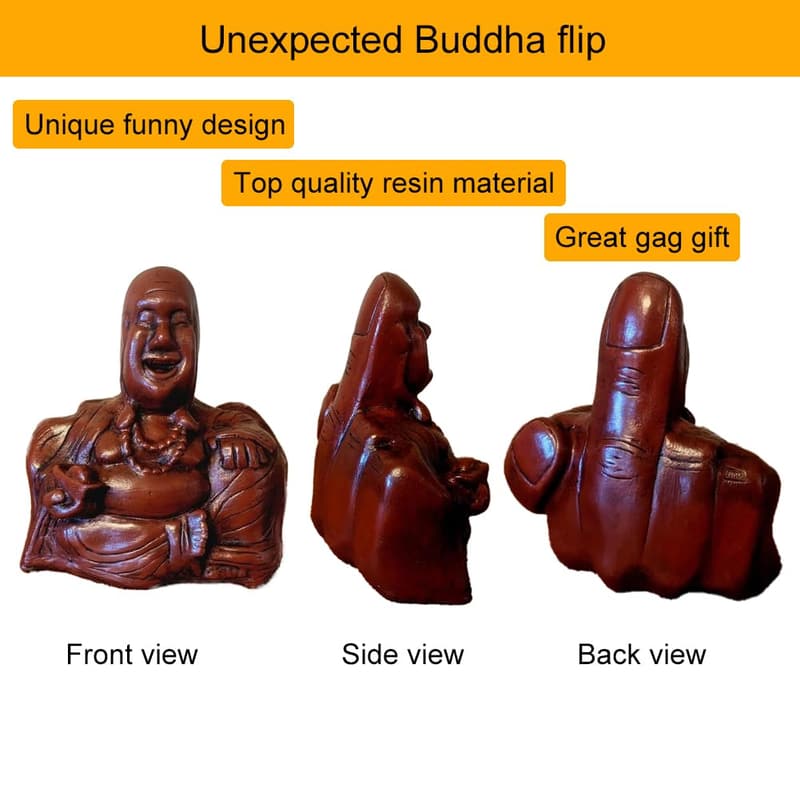 Funny Buddha Middle Finger Statue - Gag Gift for Men