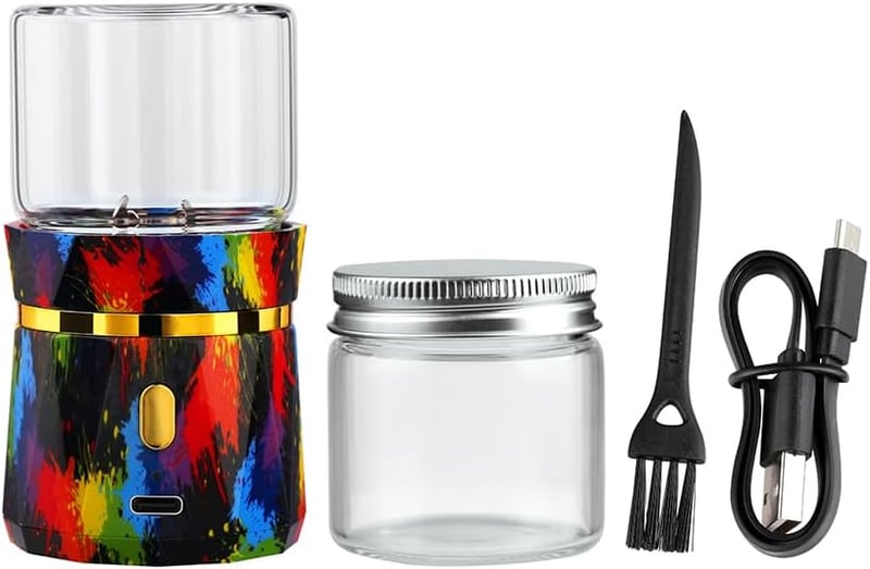 Rechargeable Electric Herb Grinder with Glass Jars