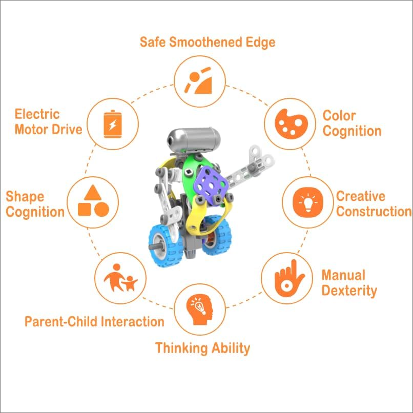 STEM Motorized Erector Set for Kids Ages 4-8, 107 Pcs