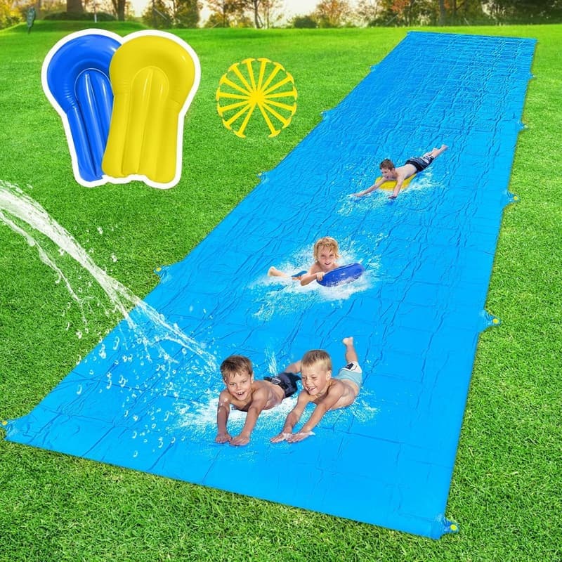40FT Heavy Duty Water Slide with 14 Stakes & 2 Bodyboards