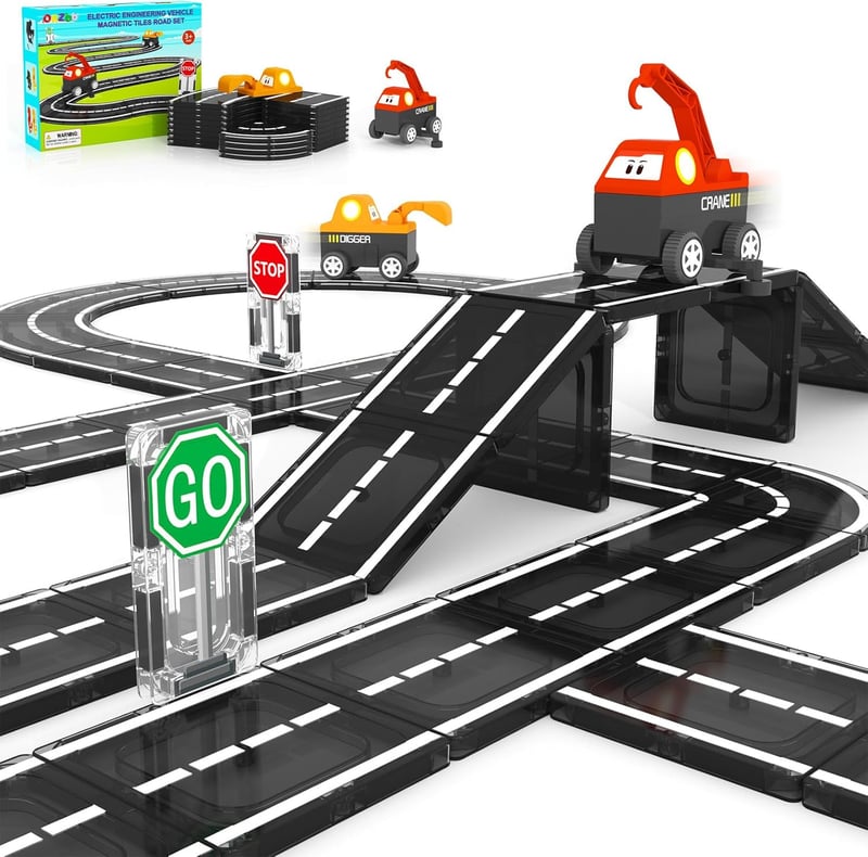 STEM Magnetic Road Vehicle Set for Kids Aged 3-6