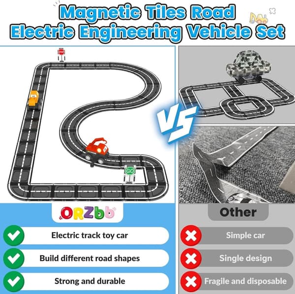 STEM Magnetic Road Vehicle Set for Kids Aged 3-6
