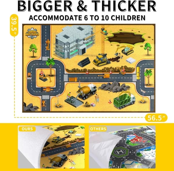 Construction Race Track Playset with Engineering Cars for Kids