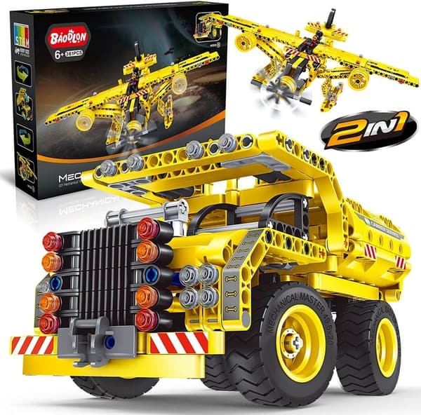 2-in-1 Truck and Airplane Building Toy for Kids, 361 Pcs