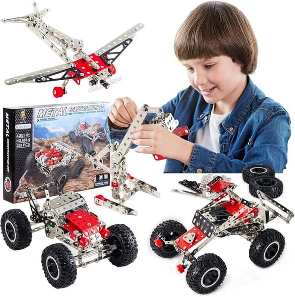 STEM Engineering Kit for Boys - 6-in-1 Metal Vehicles