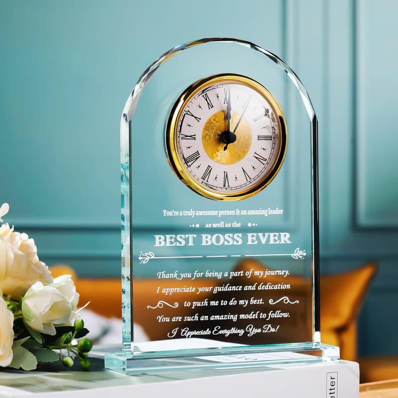Boss's Day Tribute: Desk Clock Gift for Women & Men