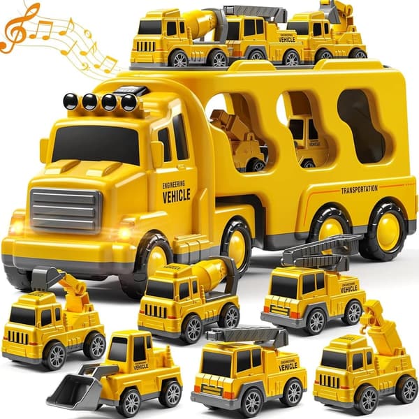 7-in-1 Construction Truck Toy Set for Boys Ages 3-6
