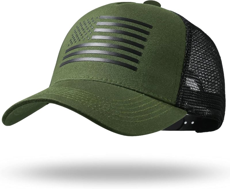 XXL American Flag Trucker Hat - Breathable Mesh Cap for Men