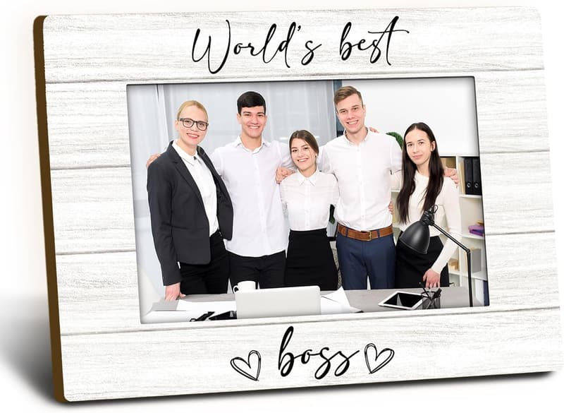 World's Best Boss Wooden Picture Frame for Desk Decor