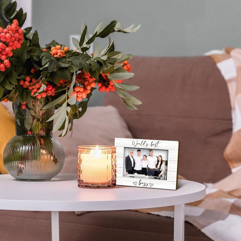World's Best Boss Wooden Picture Frame for Desk Decor