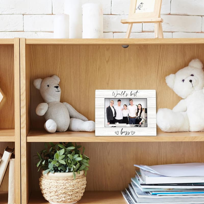 World's Best Boss Wooden Picture Frame for Desk Decor