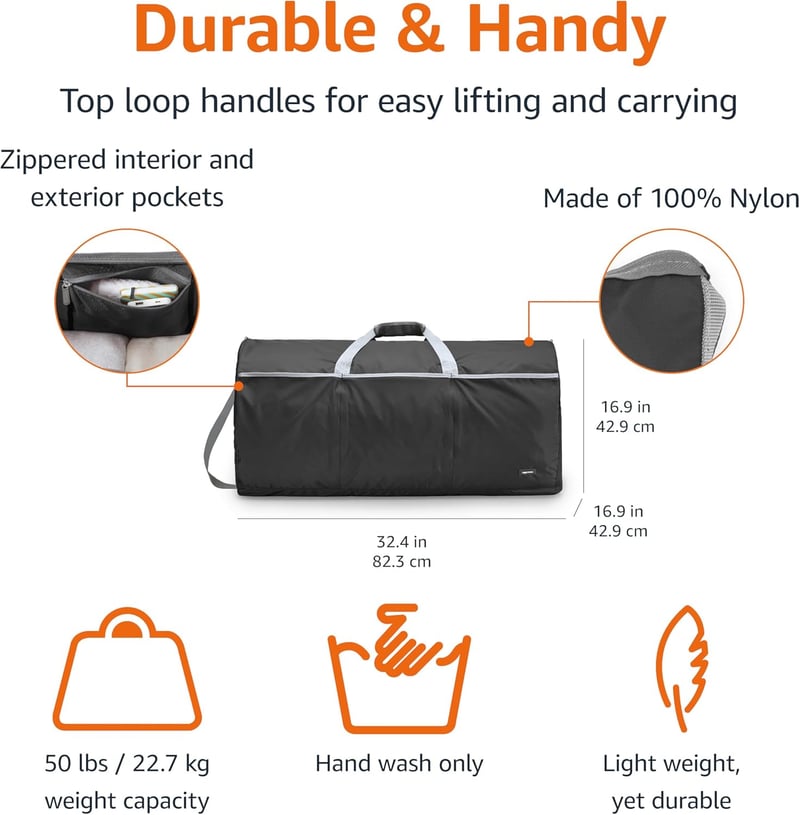 Extra Large Foldable Duffle Bag for Travel, Durable Nylon
