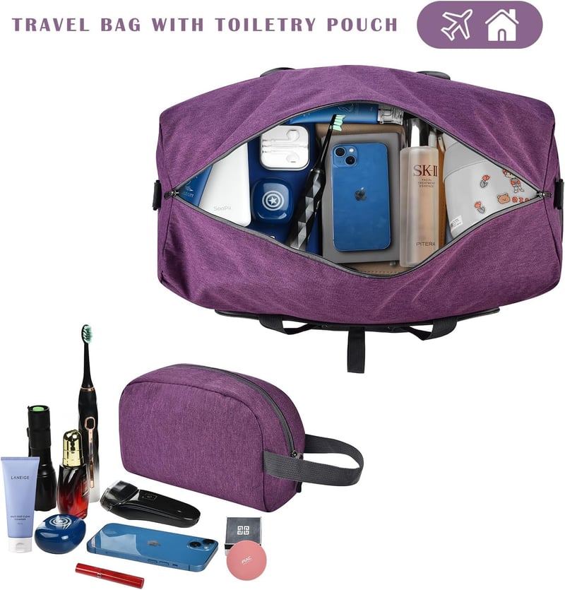 Foldable Waterproof Duffle Bag with Shoe Compartment