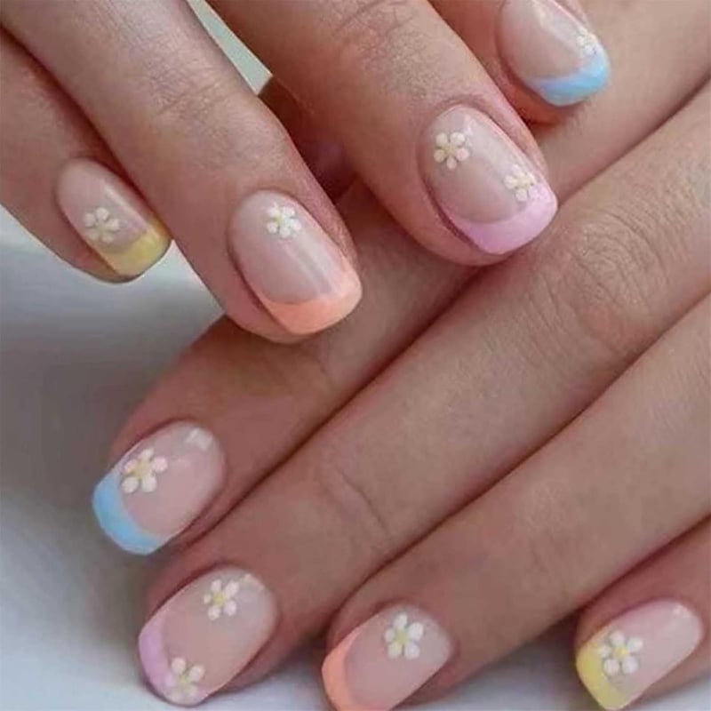 Cute Acrylic Flower Press-On Nails for Women & Girls - 24PCS