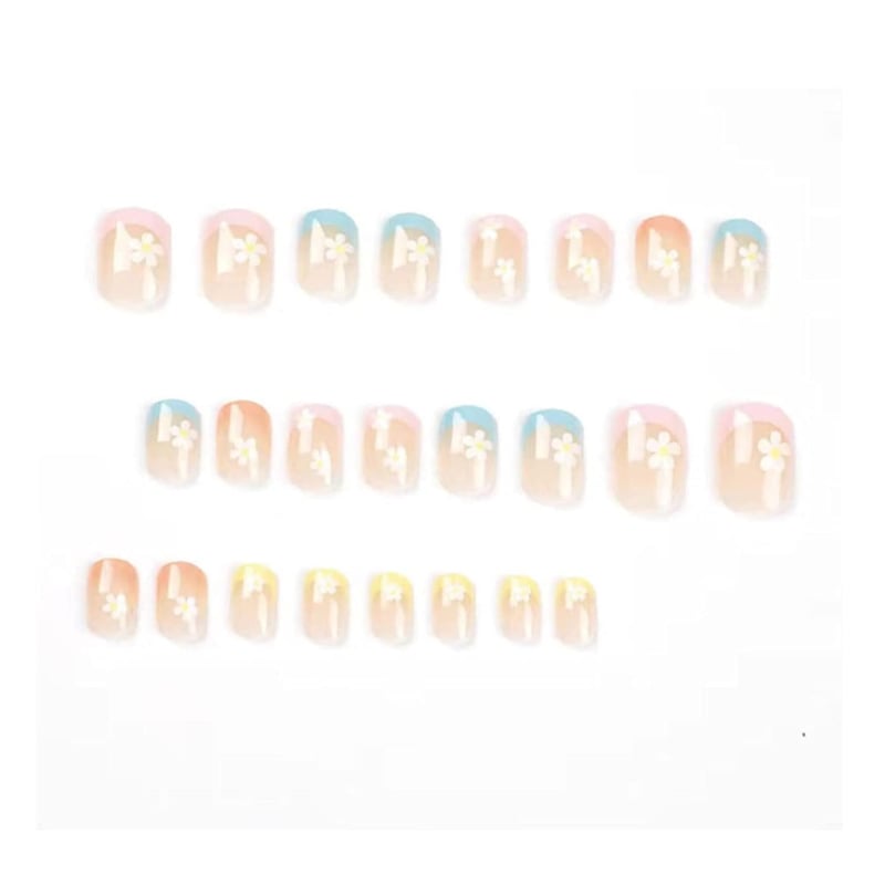 Cute Acrylic Flower Press-On Nails for Women & Girls - 24PCS