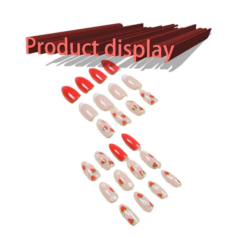 Cute Glossy Red Short French Tip Press-On Nails for Girls