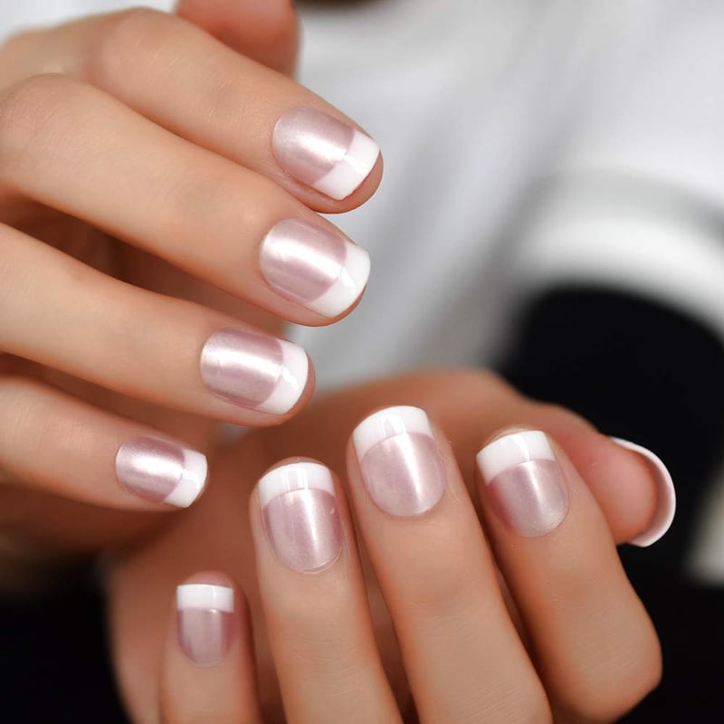 Pink Pearl Glossy Press-On Nails for Daily Wear - Short Round Design