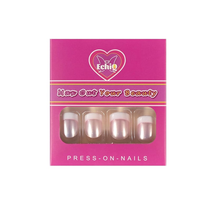 Pink Pearl Glossy Press-On Nails for Daily Wear - Short Round Design