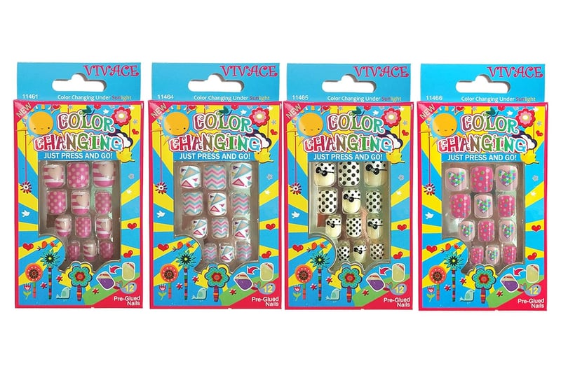 Color Changing Fake Nails - 4 Pack, Pre-Glued, Junior Style