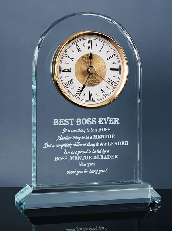 Elegant Glass Table Clock - Boss's Day Gift for Him/Her