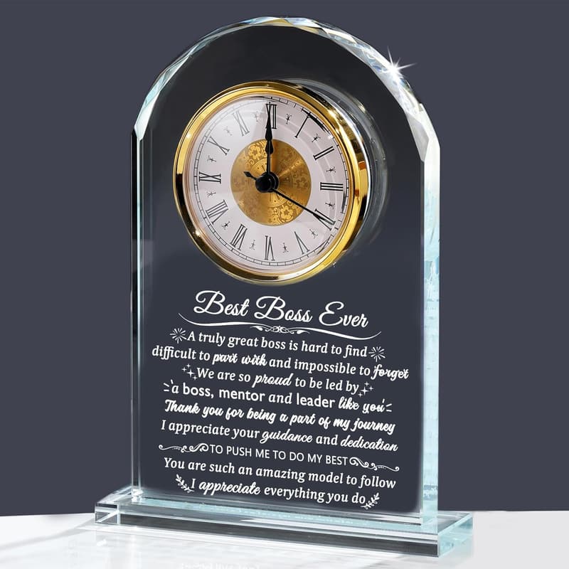 Personalized Glass Clock for Boss's Day - Appreciation Gift