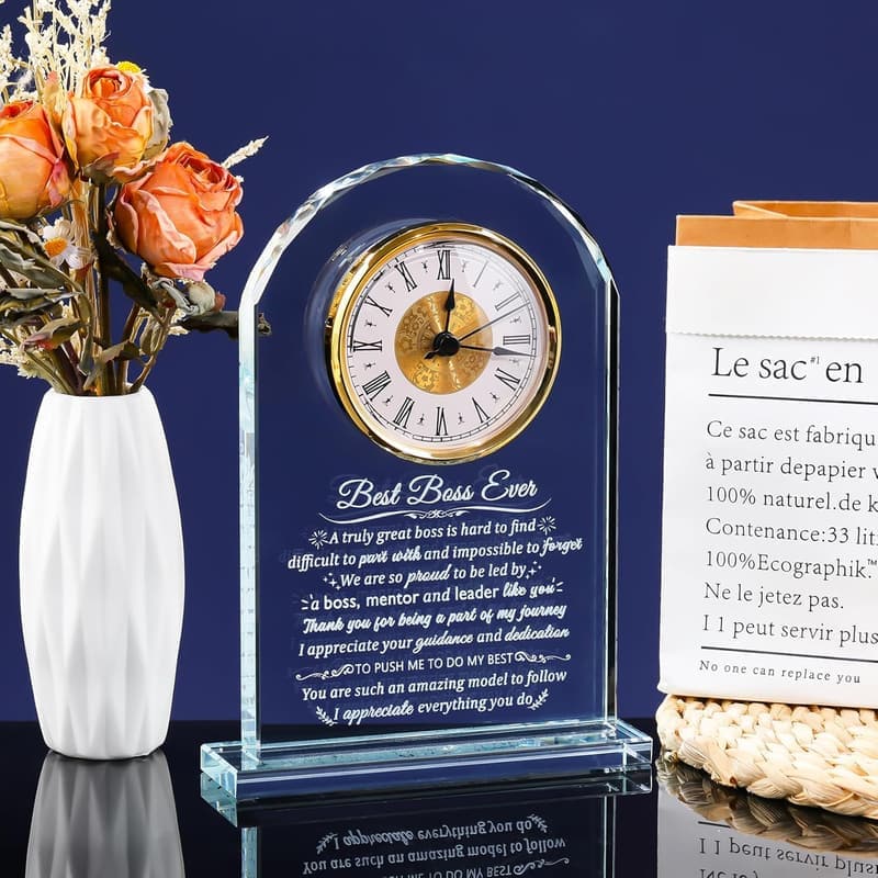 Personalized Glass Clock for Boss's Day - Appreciation Gift