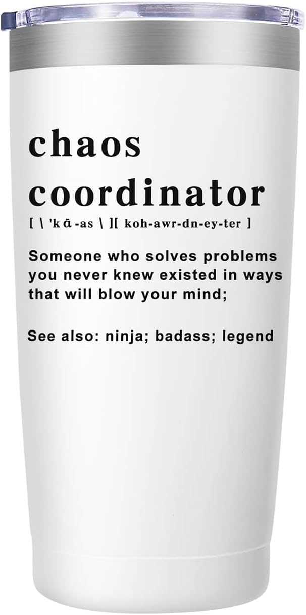 Christmas Chaos Coordinator Tumbler Cup - 20 oz Travel Mug for Women