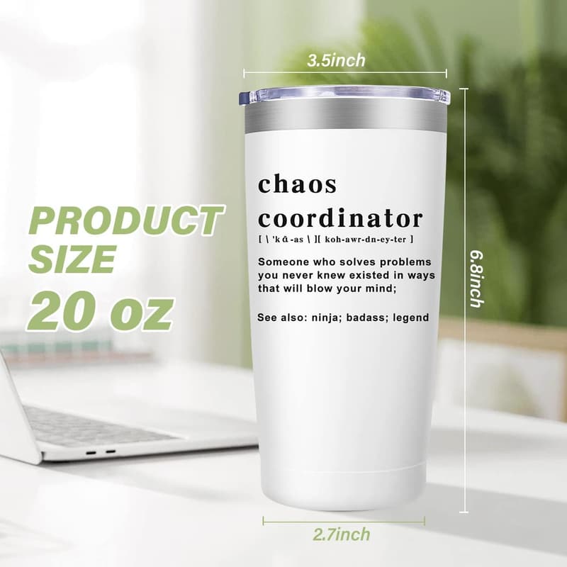 Christmas Chaos Coordinator Tumbler Cup - 20 oz Travel Mug for Women
