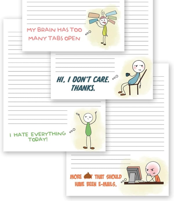 Funny Notepads Set for Women Coworkers - 4 Assorted Designs