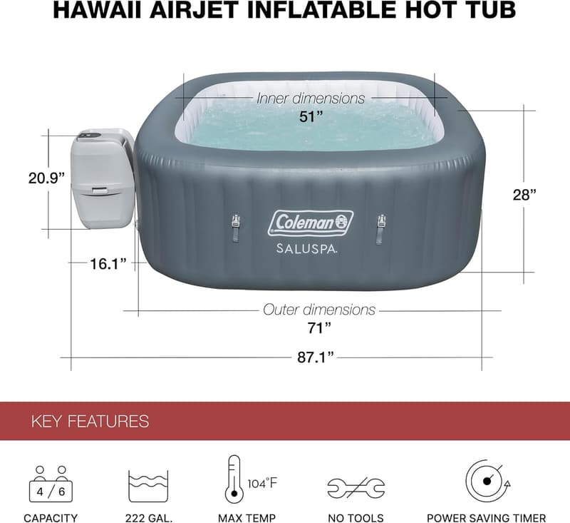 Coleman SaluSpa Gray 4-6 Person Inflatable Hot Tub