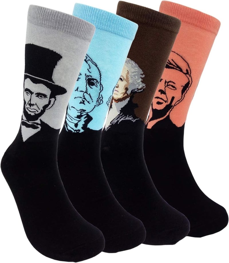 Funny US Presidents Men's Novelty Dress Socks