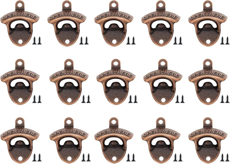 15-Piece Vintage Rustic Wall Mounted Bottle Opener Set