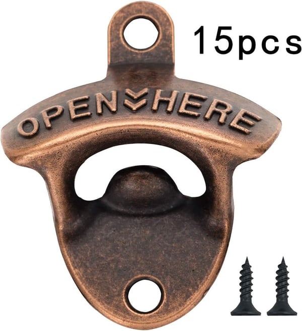 15-Piece Vintage Rustic Wall Mounted Bottle Opener Set