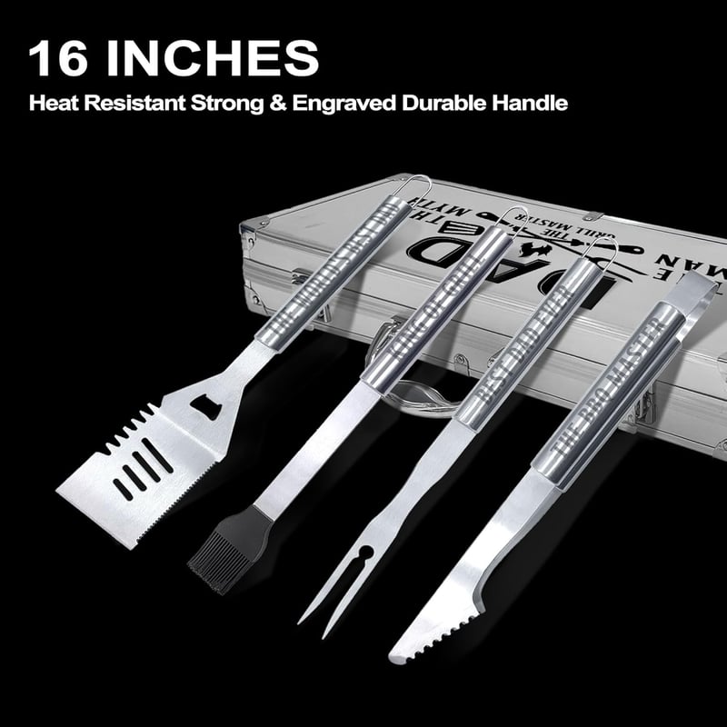 Father's Day Grilling Accessories Kit - Heavy Duty Stainless Steel