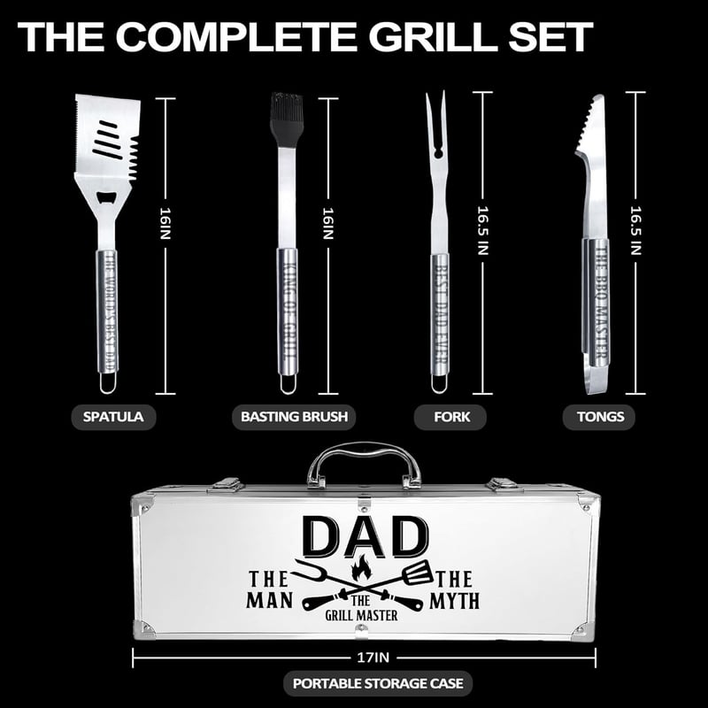 Father's Day Grilling Accessories Kit - Heavy Duty Stainless Steel
