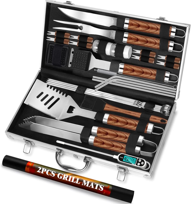 Father's Day BBQ Grill Tool Set - 30pcs Stainless Steel Utensils