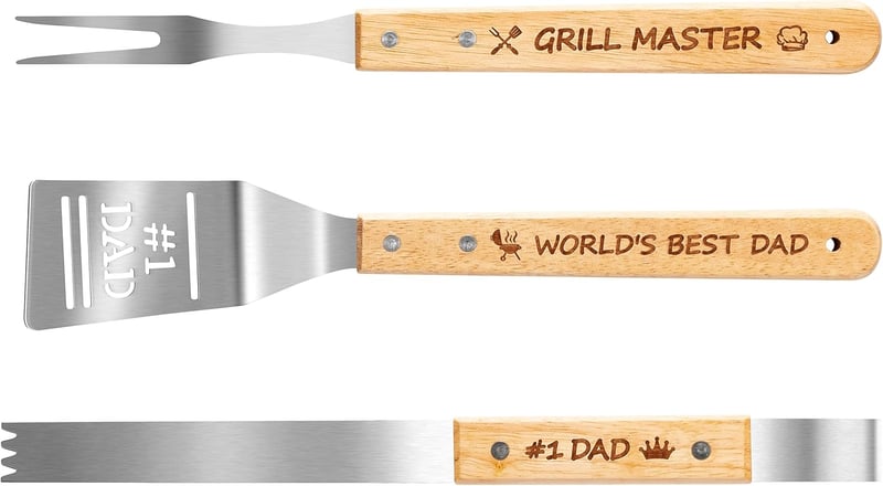 Father's Day BBQ Accessories Set - 3PCS Stainless Steel Grilling Tools