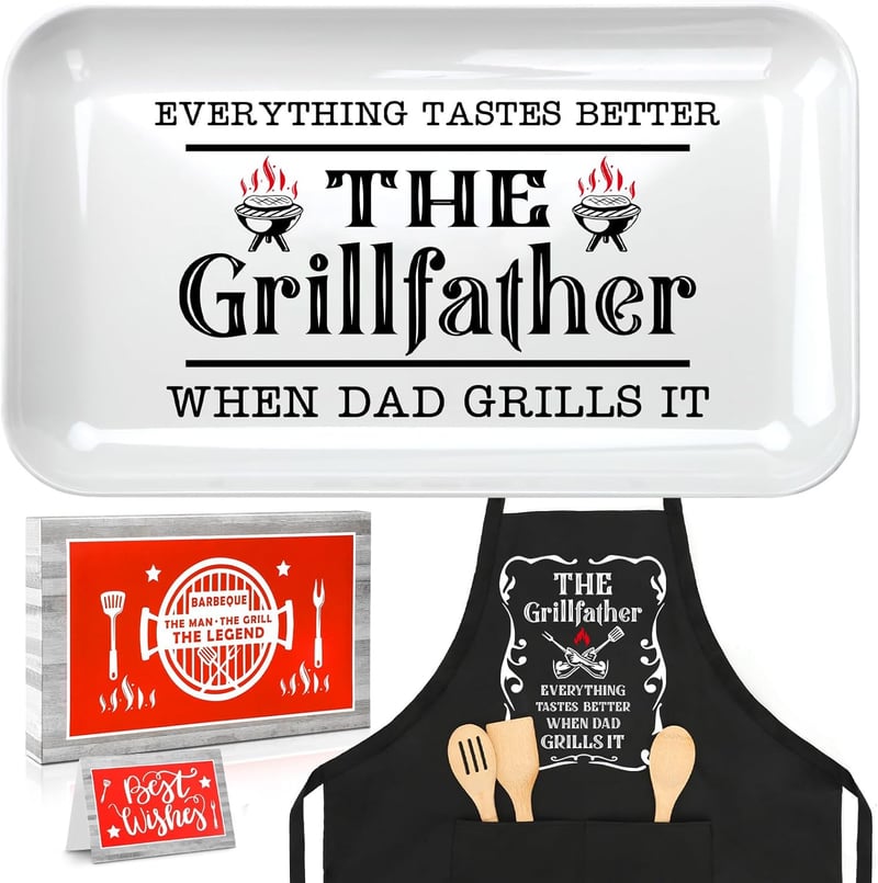 Personalized BBQ Apron & Platters for Dad's Birthday