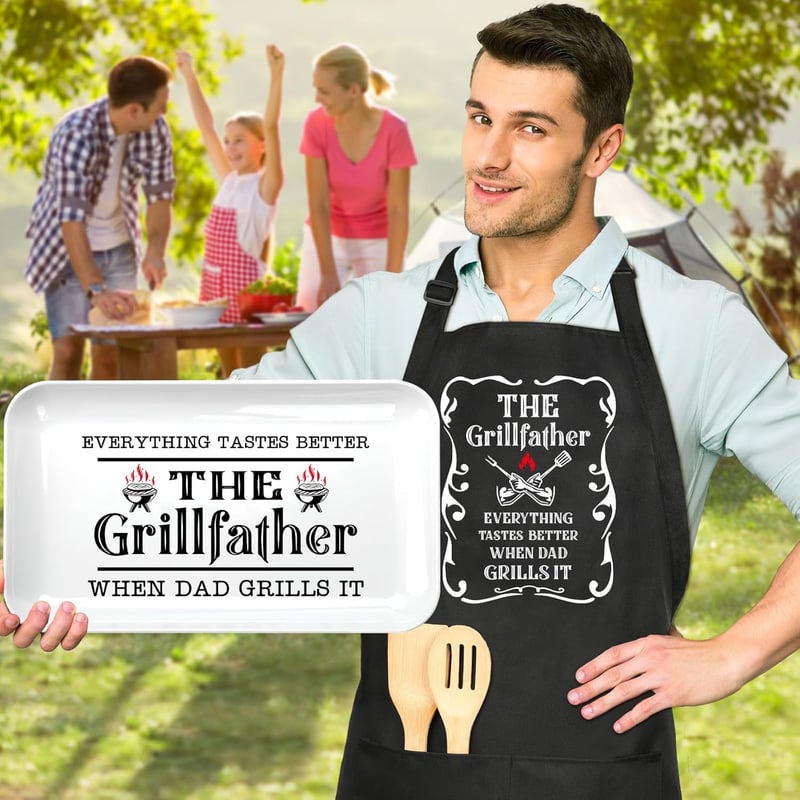 Personalized BBQ Apron & Platters for Dad's Birthday