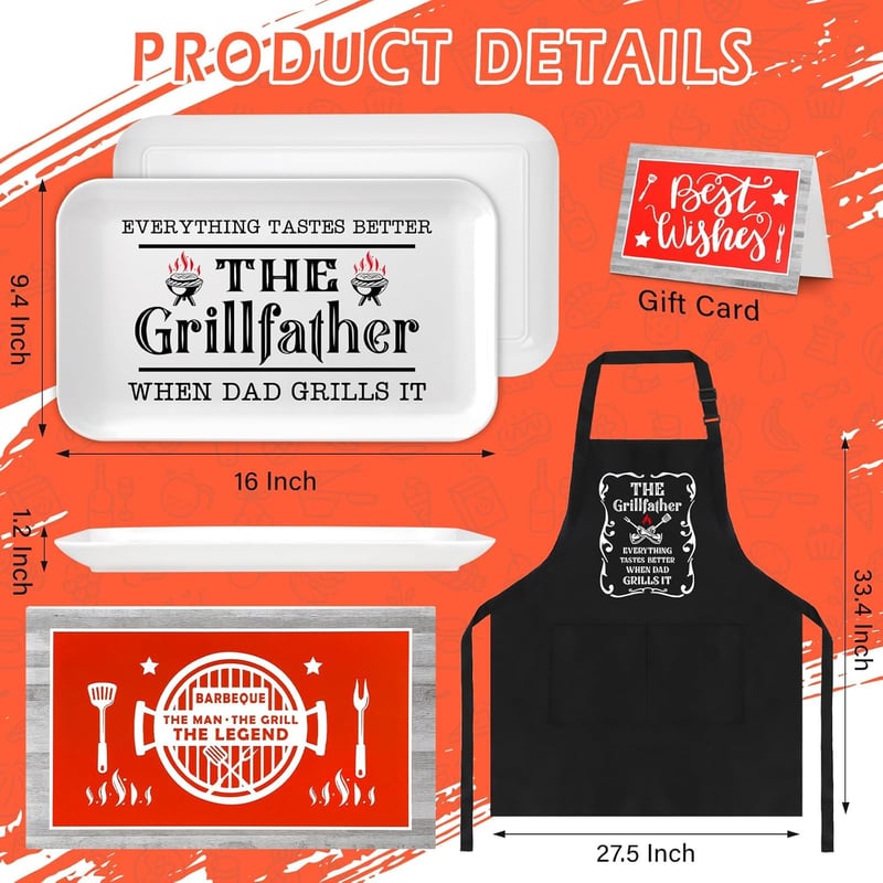 Personalized BBQ Apron & Platters for Dad's Birthday