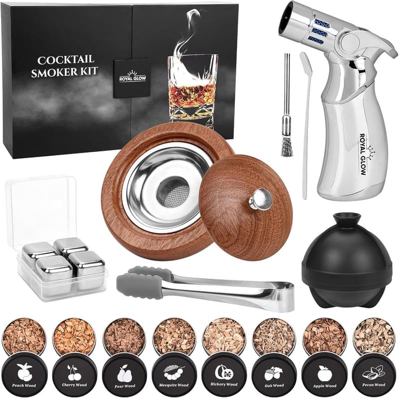 Cocktail Smoker Kit with Torch & 8 Wood Chip Flavors