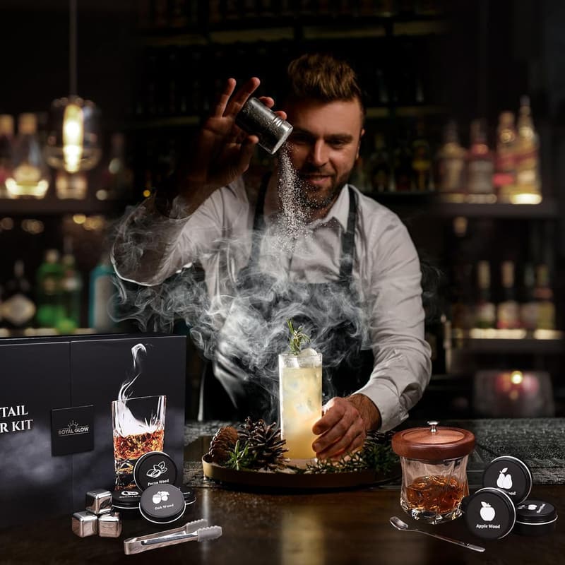 Cocktail Smoker Kit with Torch & 8 Wood Chip Flavors