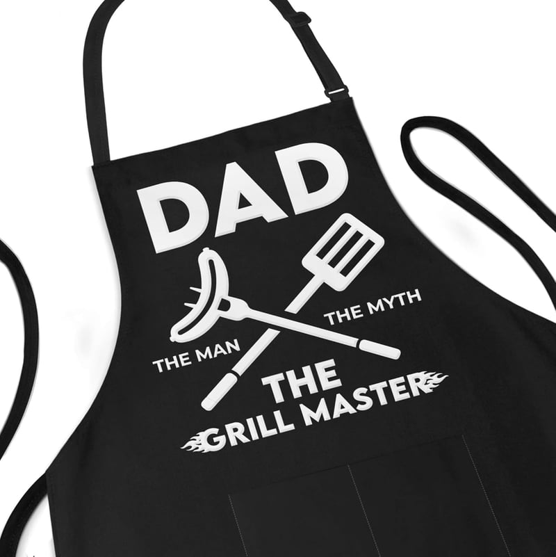 Grill Master Apron for Dad - Adjustable Poly/Cotton with Pockets