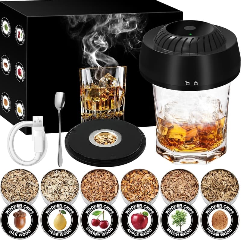 Electric Cocktail Smoker Kit with 6 Wood Chips – Perfect Gift for Men