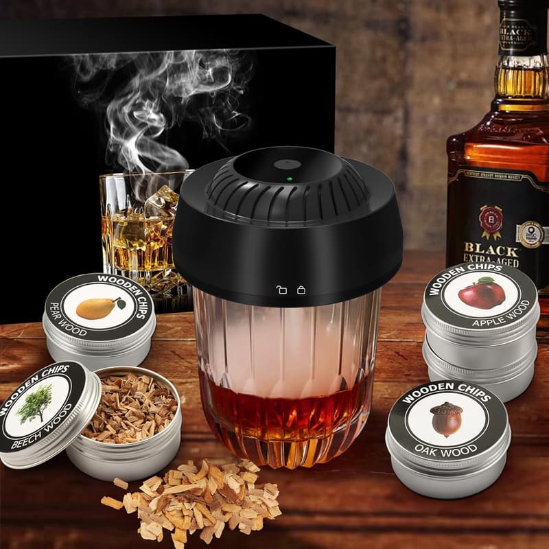 Electric Cocktail Smoker Kit with 6 Wood Chips – Perfect Gift for Men