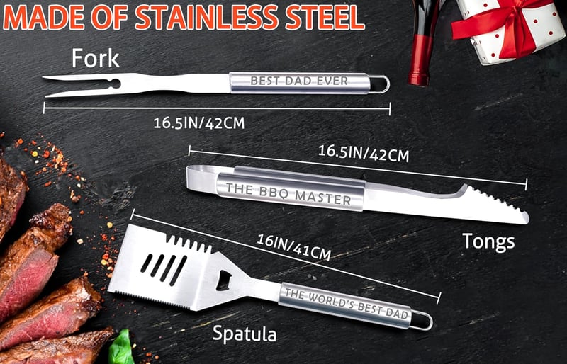 Father's Day Stainless Steel BBQ Tool Set - Gift from Kids