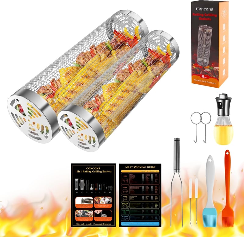 Stainless Steel Grill Baskets Set for Outdoor BBQs