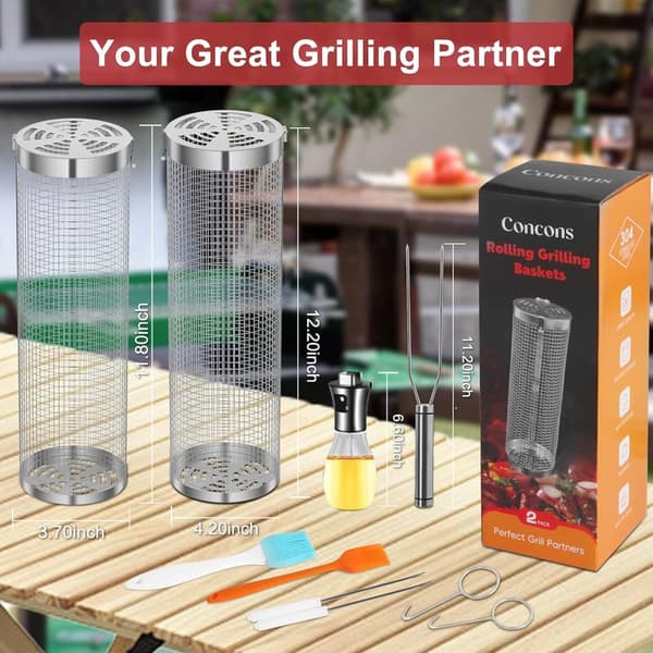 Stainless Steel Grill Baskets Set for Outdoor BBQs
